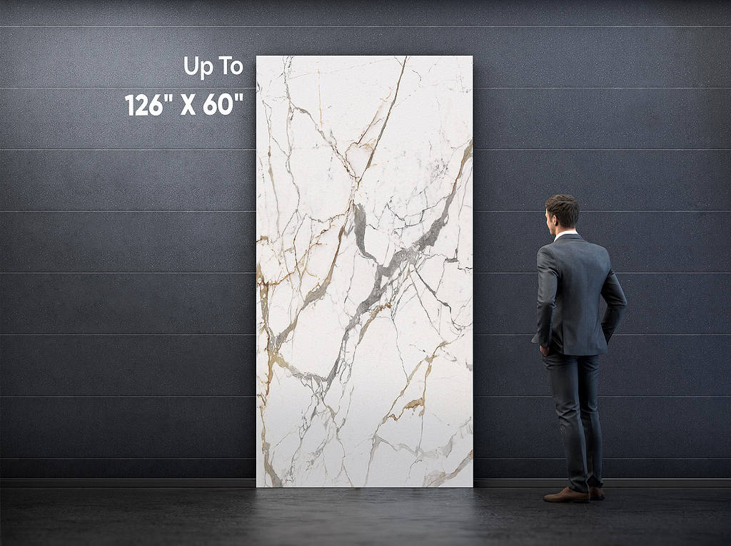 Now, there's even larger porcelain slabs at 126" x 63"